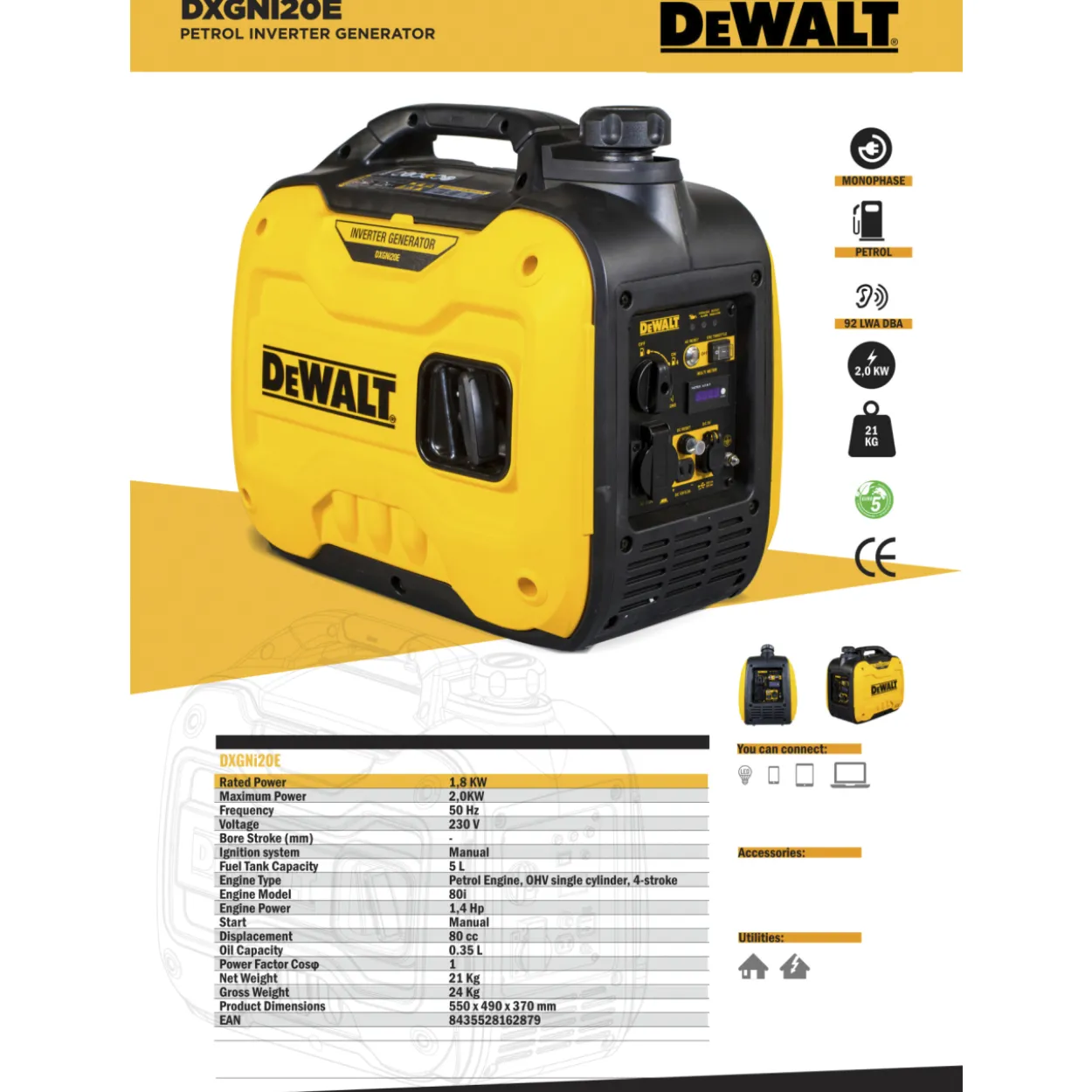 Aggregaatti DeWalt DXGNi20E