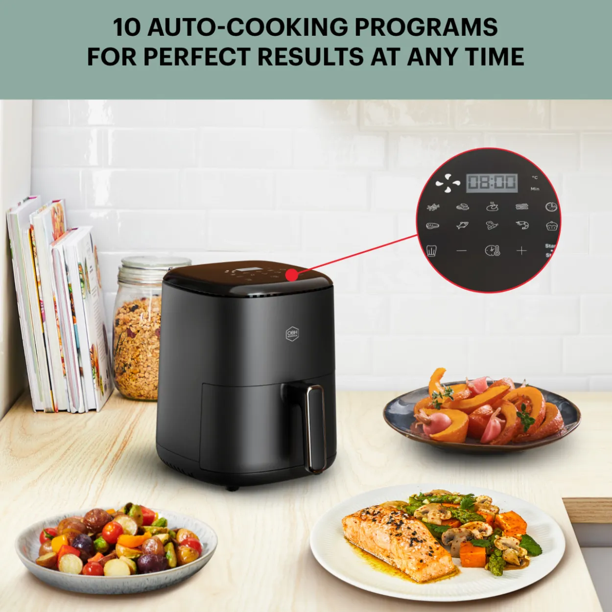 Air fryer OBH Nordica AG1458S0 Easy Fry Compact, digitaalinen, 3 l, musta
