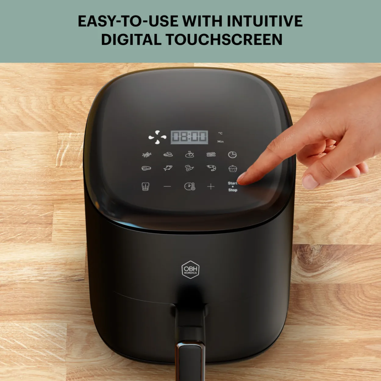 Air fryer OBH Nordica AG1458S0 Easy Fry Compact, digitaalinen, 3 l, musta