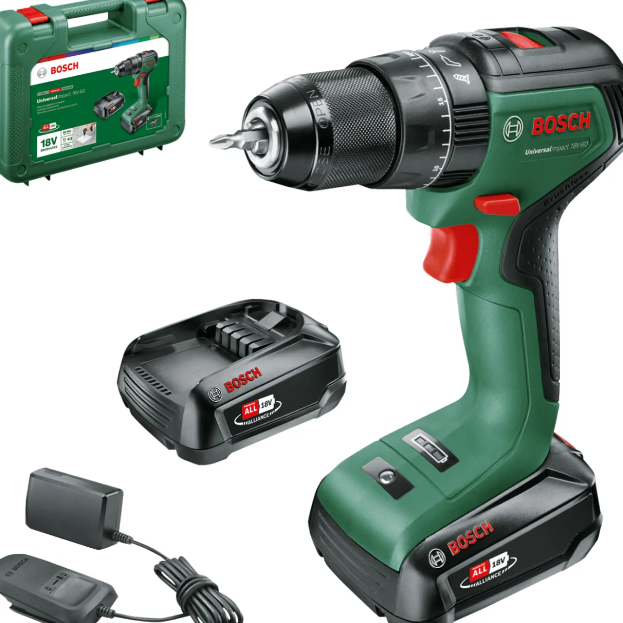 Akkuiskuporakone Bosch UniversalImpact 18V-60 2x2,0Ah