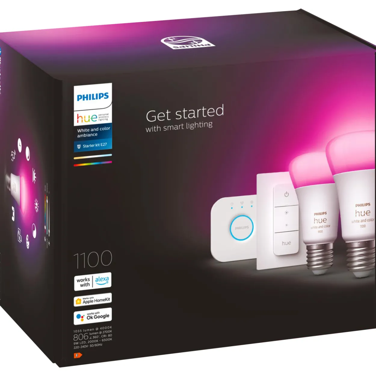 Aloituspakkaus Philips Hue White and Color Ambiance 9W A60 E27 2-set