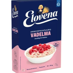 Annospikapuuro Elovena 420 g Hetki Vadelma vähemmän sokeria