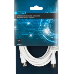 Antennikaapeli Energy+ Coax uros - Coax naaras 5 m, valkoinen