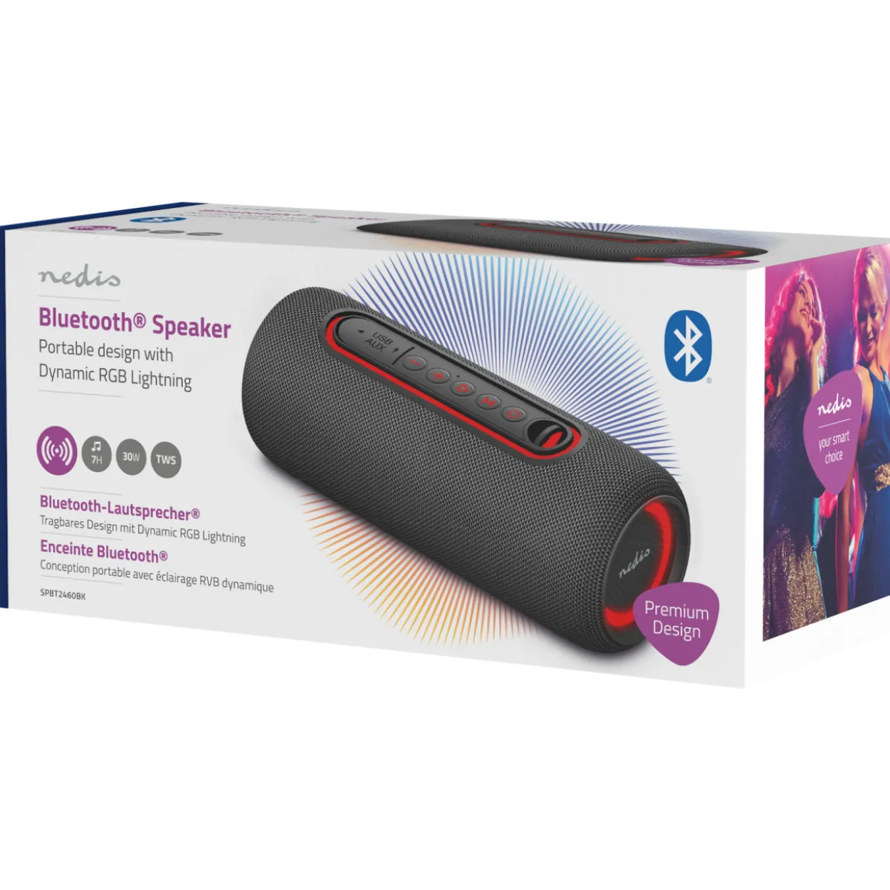 Bluetooth-kaiutin Nedis 30 W IPX5 linkitettävä, musta
