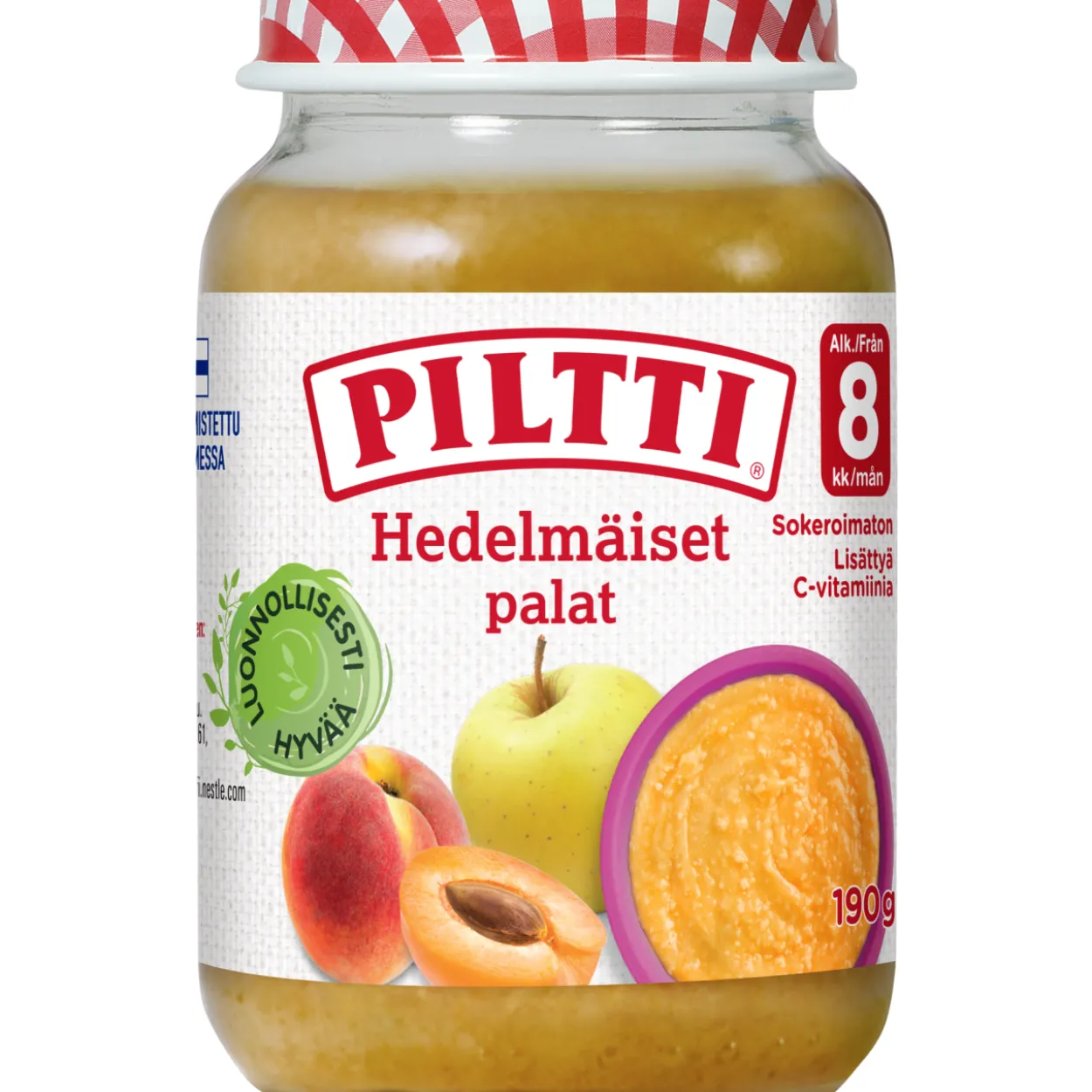 Hedelmäsose Piltti 190 g Hedelmäiset Palat 8 kk