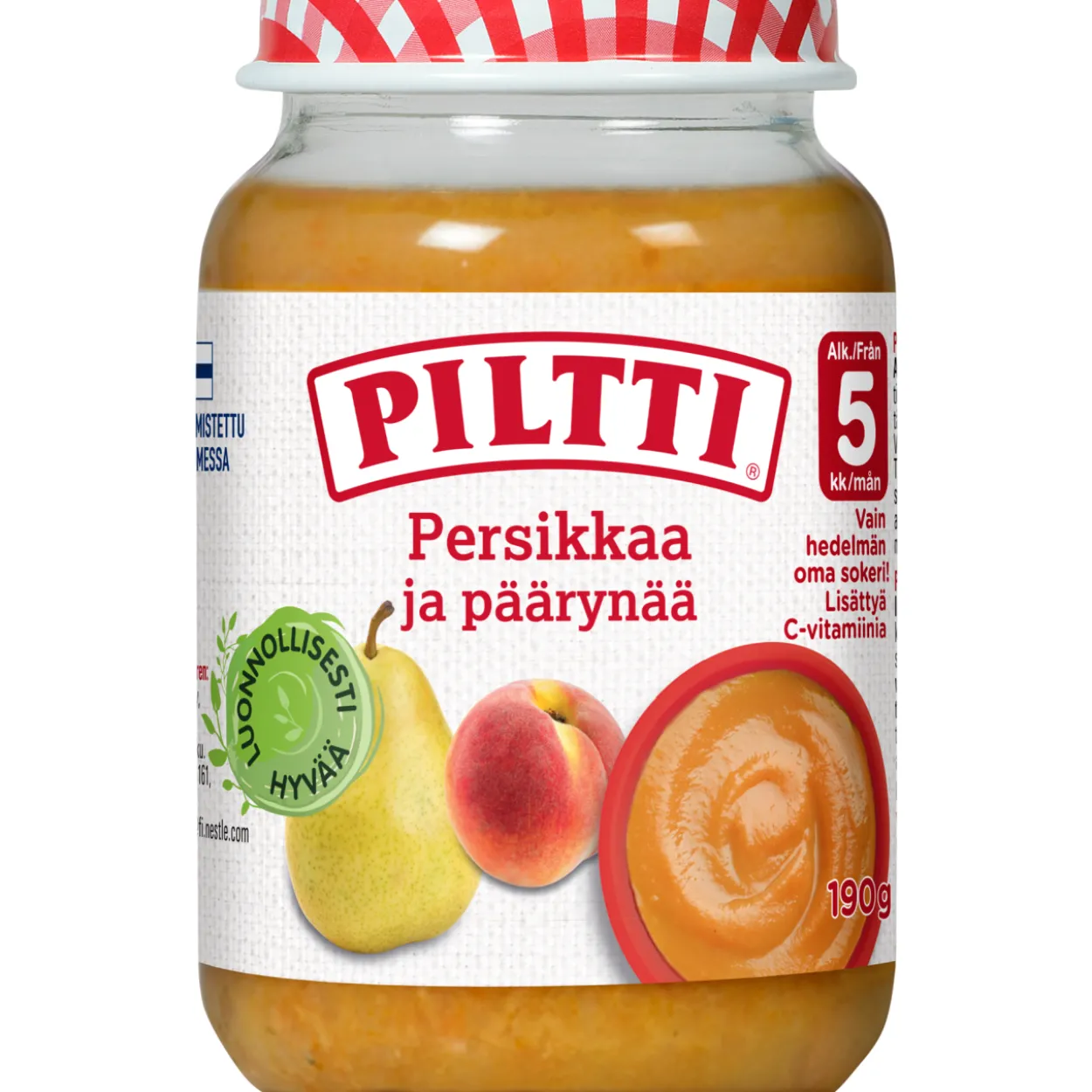 Hedelmäsose Piltti 190 g Persikkaa ja päärynää 5 kk