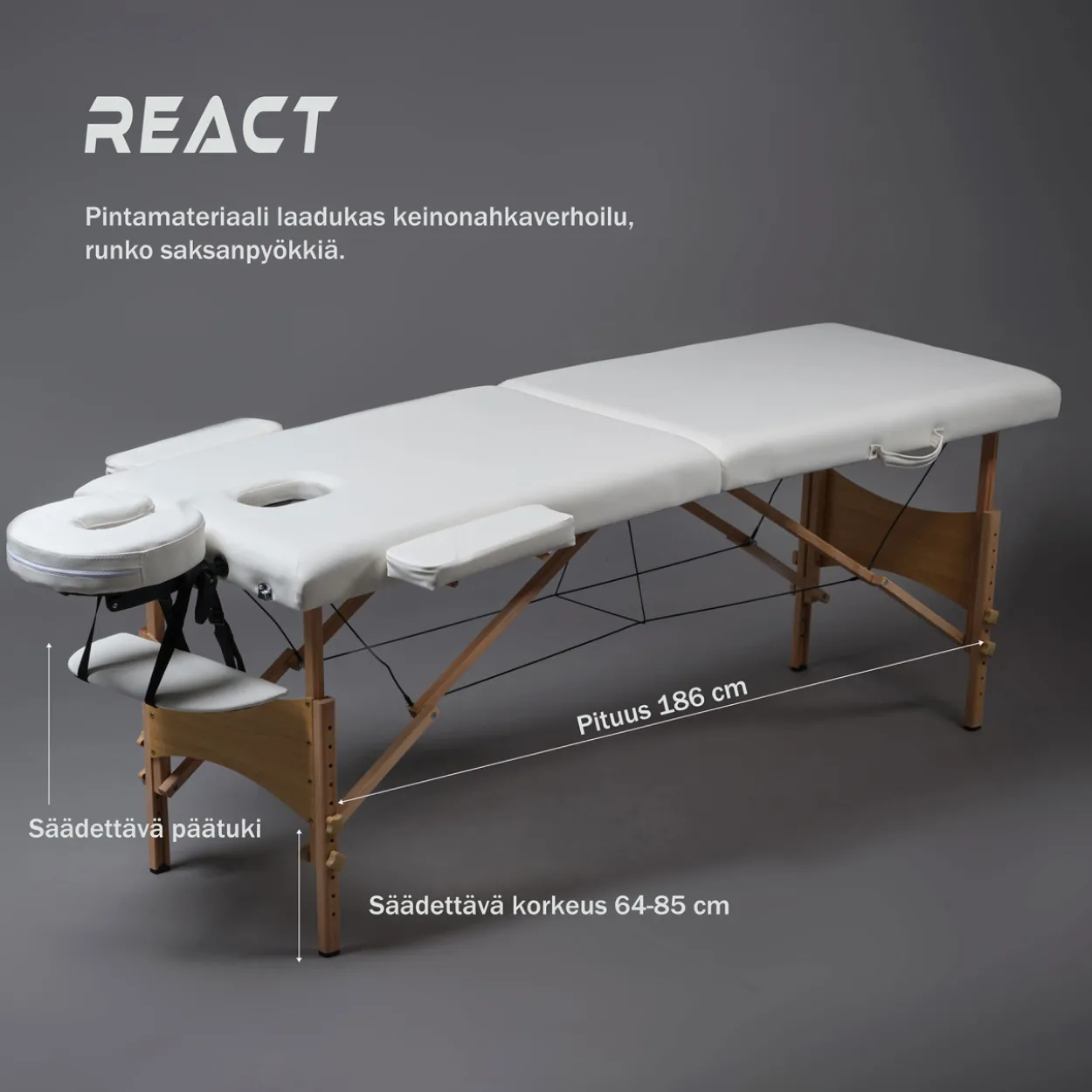 Hierontapöytä React P200 valkoinen