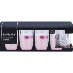 Juomalasi Kotikulta 4 kpl/pkt muovia kristalli