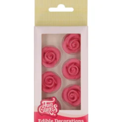 Kakkukoriste FunCakes 6 kpl pinkit ruusut, syötävä