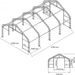 Kalustohalli Ranch Premium 6,1 x 9,76 x 4,88 m 900 g