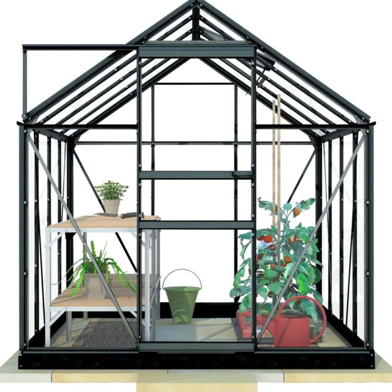 Kasvihuone Lykke Hybrid 5m2, musta