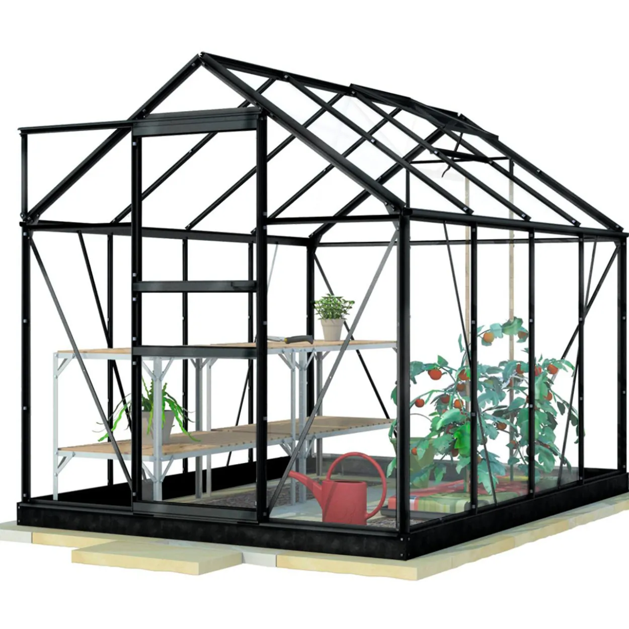 Kasvihuone Lykke Hybrid 5m2, musta