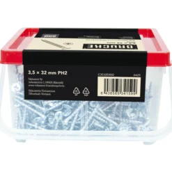 Kipsilevyruuvi Brücke 3,5 x 32 mm, sinkitty, 500 kpl