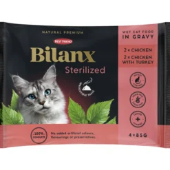 Kissanruoka Best Friend 4 x 85 g Bilanx Sterilized kana & kalkkuna kastikkeessa