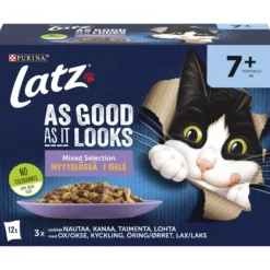 Kissanruoka Latz 12 x 85 g Agail Senior Mixed hyytelössä