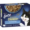 Kissanruoka Latz 10 x 85 g +40 g Sensations Crunchy Fish kalalajitelma hyytelössä