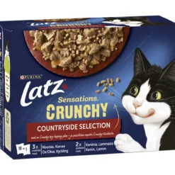 Kissanruoka Latz 10 x 85 g +40 g Sensations Crunchy Countryside hyytelössä