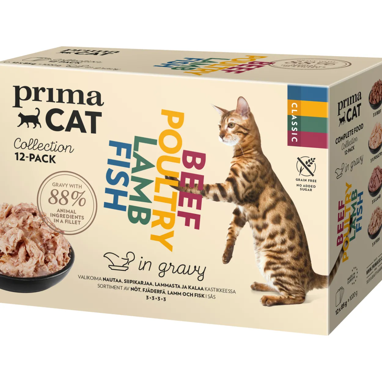 Kissanruoka PrimaCat Classic 12 x 85 g kastikelajitelma