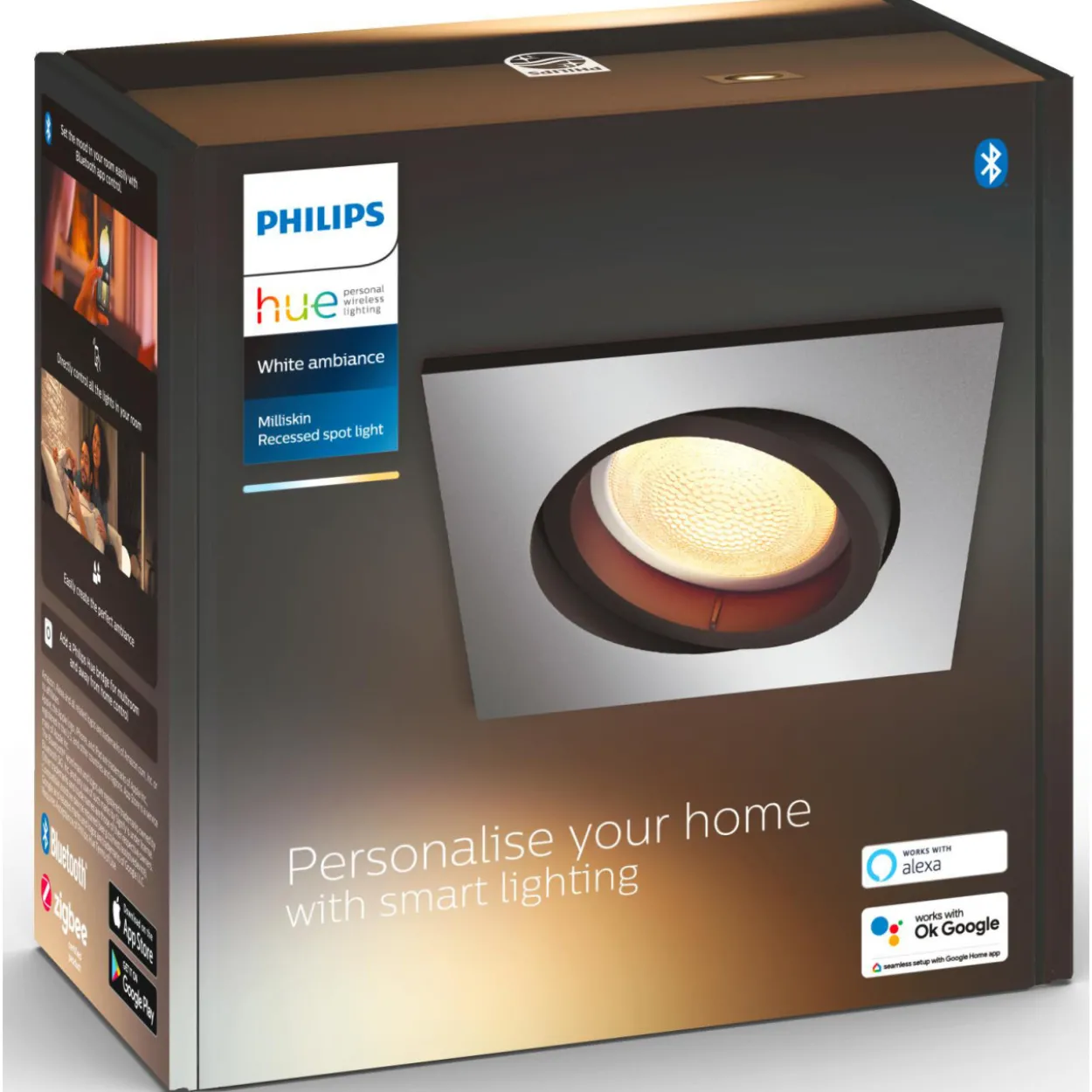 Kohdevalaisin Philips Hue Milliskin neliö upotettava 5W, alumiini