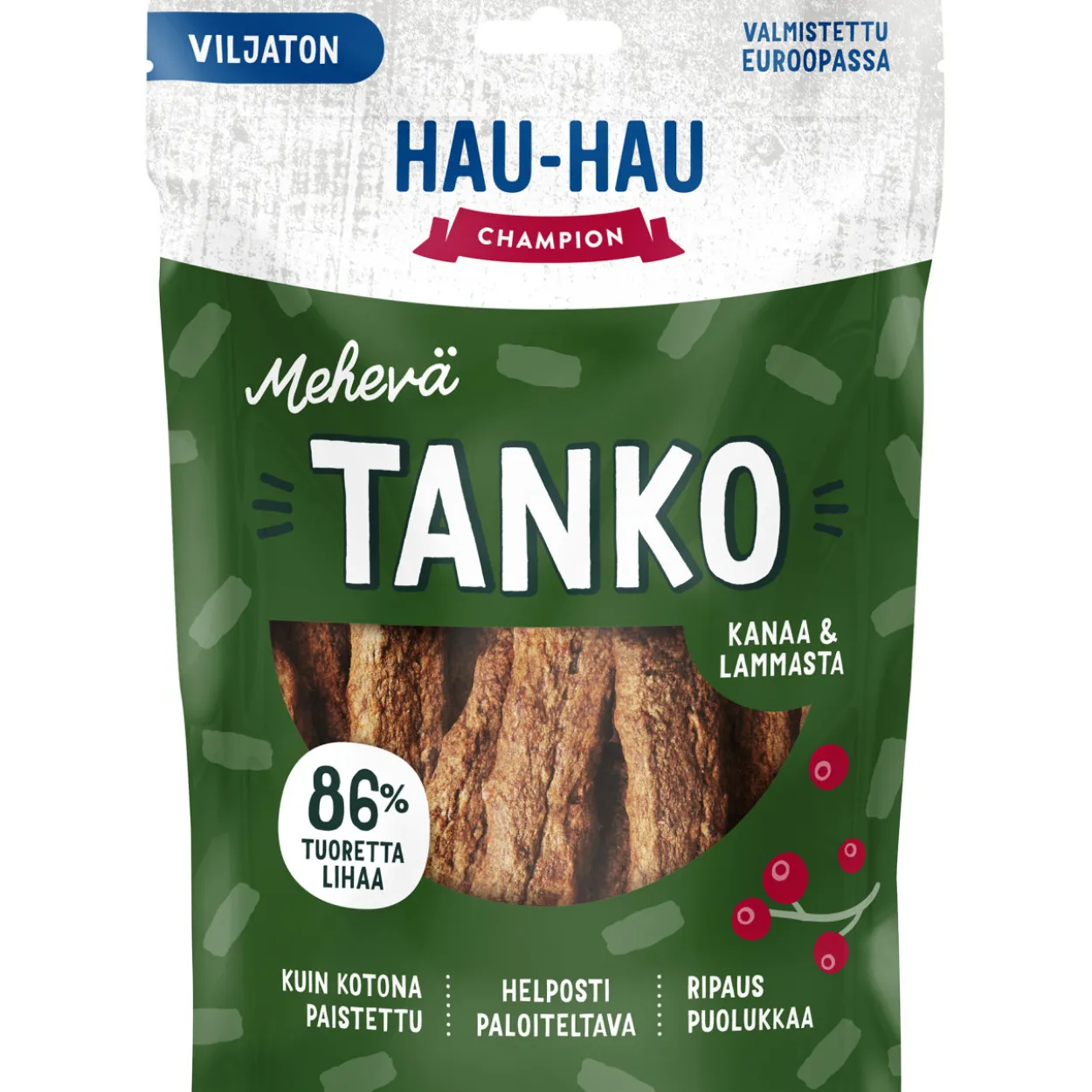 Koiran herkku Hau-Hau 140 g Mehevä Tanko kanaa & lammasta
