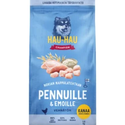 Koiranruoka Hau-Hau Champion 1,5 kg pennuille & emoille kana