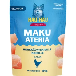 Koiranruoka Hau-Hau 150 g Makuateria herkkävatsaisille koirille kanaa