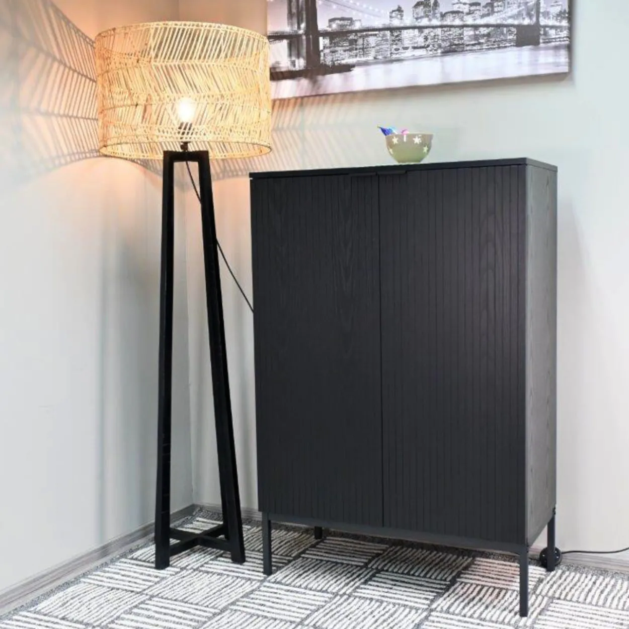 Korkea ovikaappi Tenstar 80 x 40 x 120 cm Siera musta