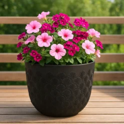 Kukkaruukku Multy Home Scalloped 30 cm, musta