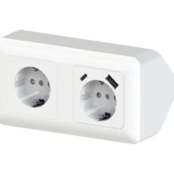 Kulmapistorasia 2-osainen + USB A+C
