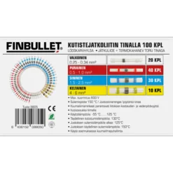 Kutistejatkoliitin tinalla 100 kpl valikoima