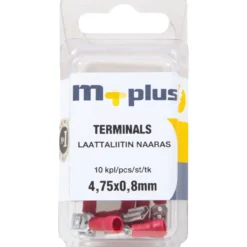 Laattaliitin 4,75 x 0,8 mm punainen, 10 kpl