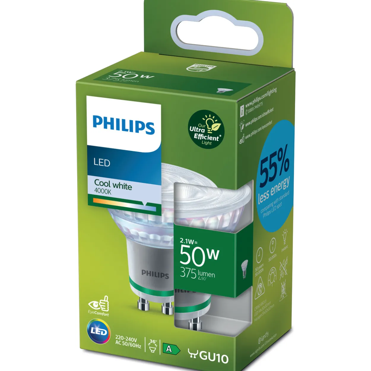 LED-kohdelamppu Philips Ultra Efficient 50 W GU10