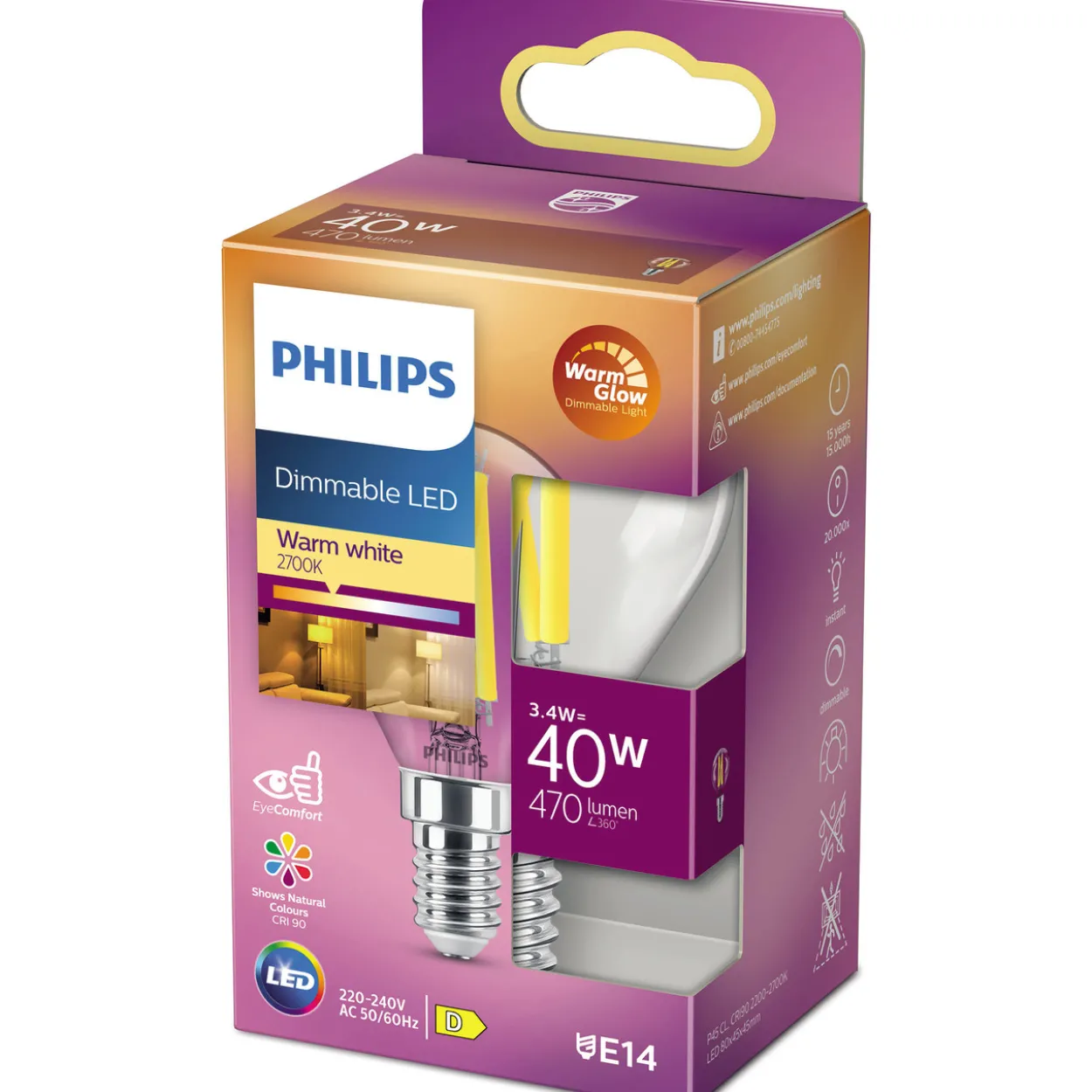 LED-kynttilälamppu Philips 40 W E14 P45