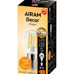LED-lamppu Airam DECFG T26 822 220 lm E14 FIL DIM