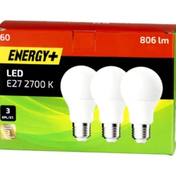 LED-lamppu 806 lm A60 E27 3 kpl