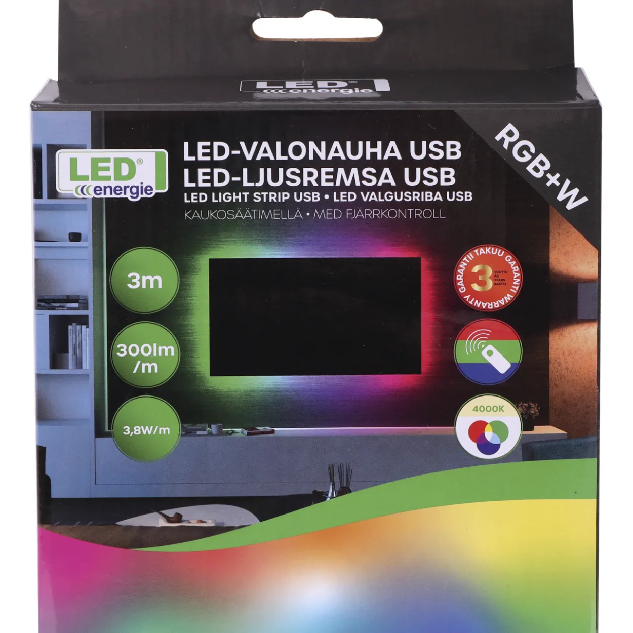 LED-valonauha Led Energie USB RGBW 3m kaukosäädin