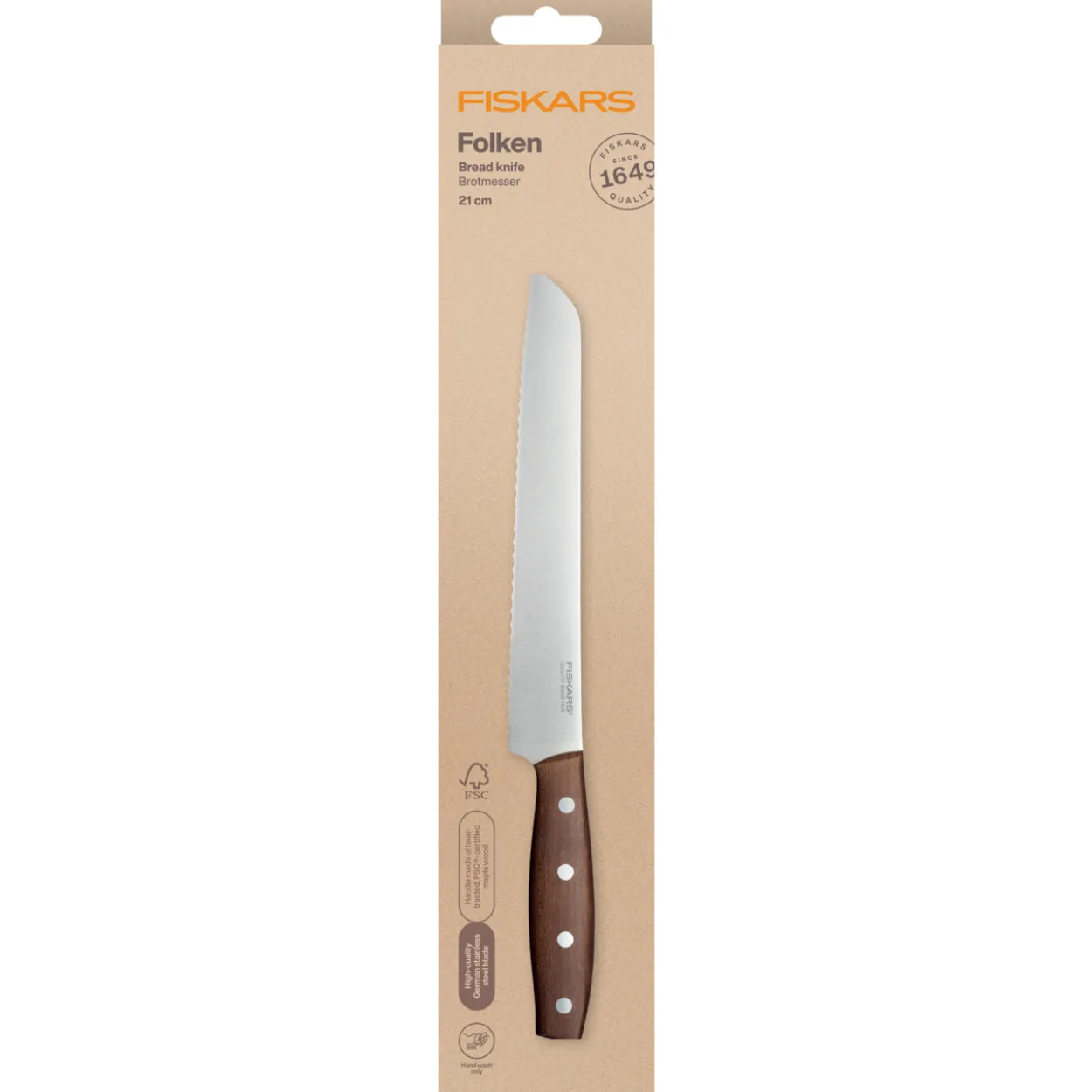 Leipäveitsi Fiskars 21 cm Folken