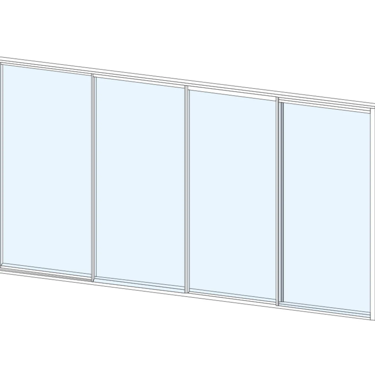Liukulasiovi 4-os aukkoon 3800 x 2100 mm, valkoinen profiili