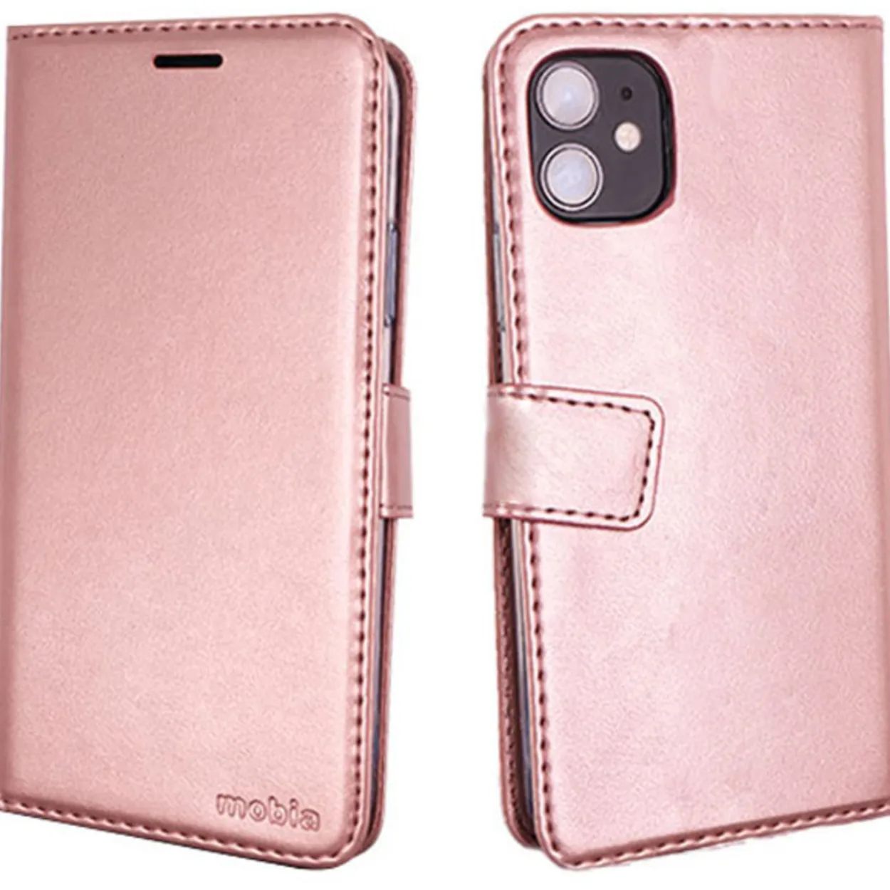 Lompakkolaukku Mobia iPhone 13 ruusukulta