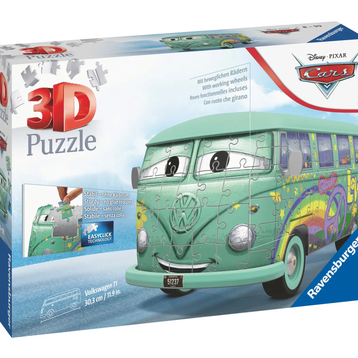 Palapeli Ravensburger 3D Volkswagen T1 Cars Fillmor 162 palaa