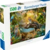 Palapeli Ravensburger 1500 palaa Leopard Family In The Jungle
