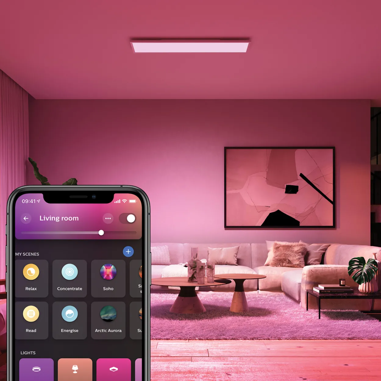 Paneelivalaisin Philips Hue Surimu suorakaide 60W