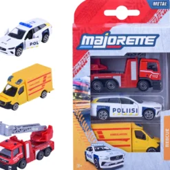 Pikkuauto Majorette 3 kpl hälytysajoneuvot