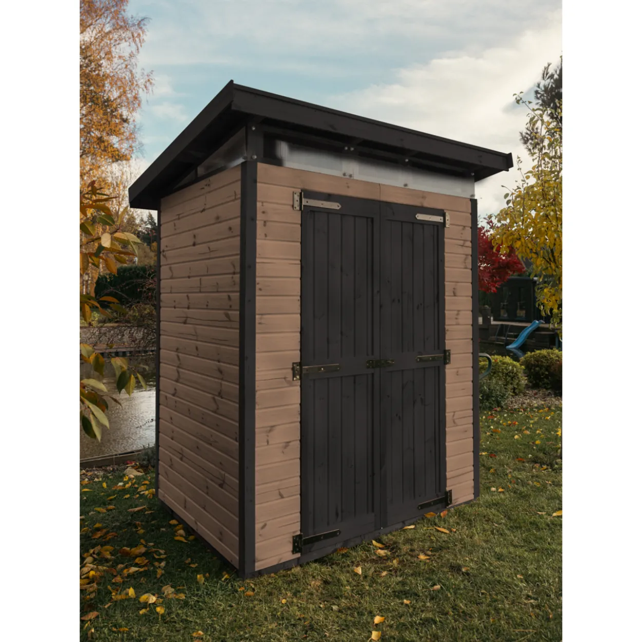 Puutarhavaja Upyard Strongbox M, 163 x 127 x 222 cm, ruskea/musta