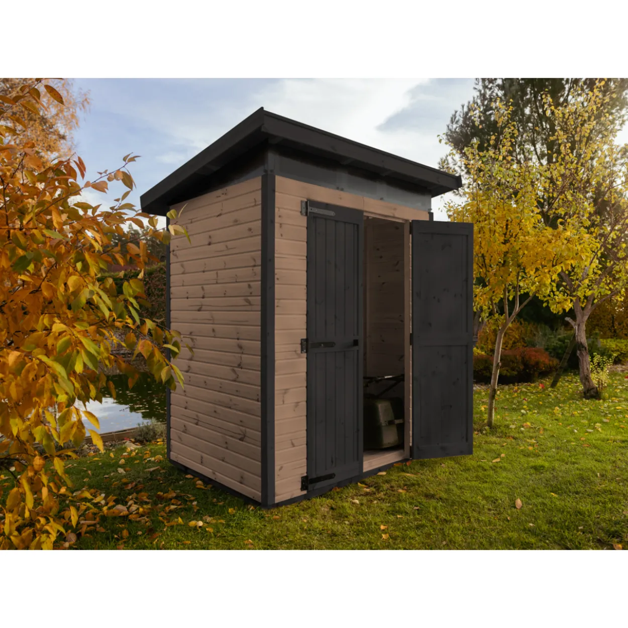 Puutarhavaja Upyard Strongbox M, 163 x 127 x 222 cm, ruskea/musta