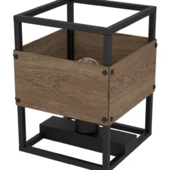 Pöytävalaisin EGLO Evesham 40W 19,5x19,5x25cm musta/tummanruskea puu