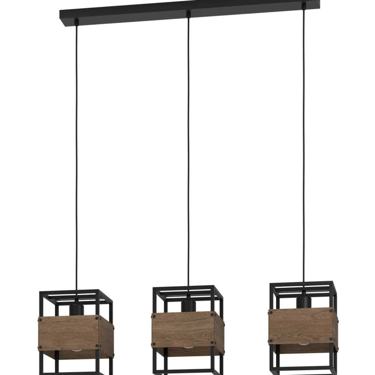 Riippuvalaisin 3-os EGLO Evesham 3x40W 89,5x19,5cm musta/tummanruskea puu