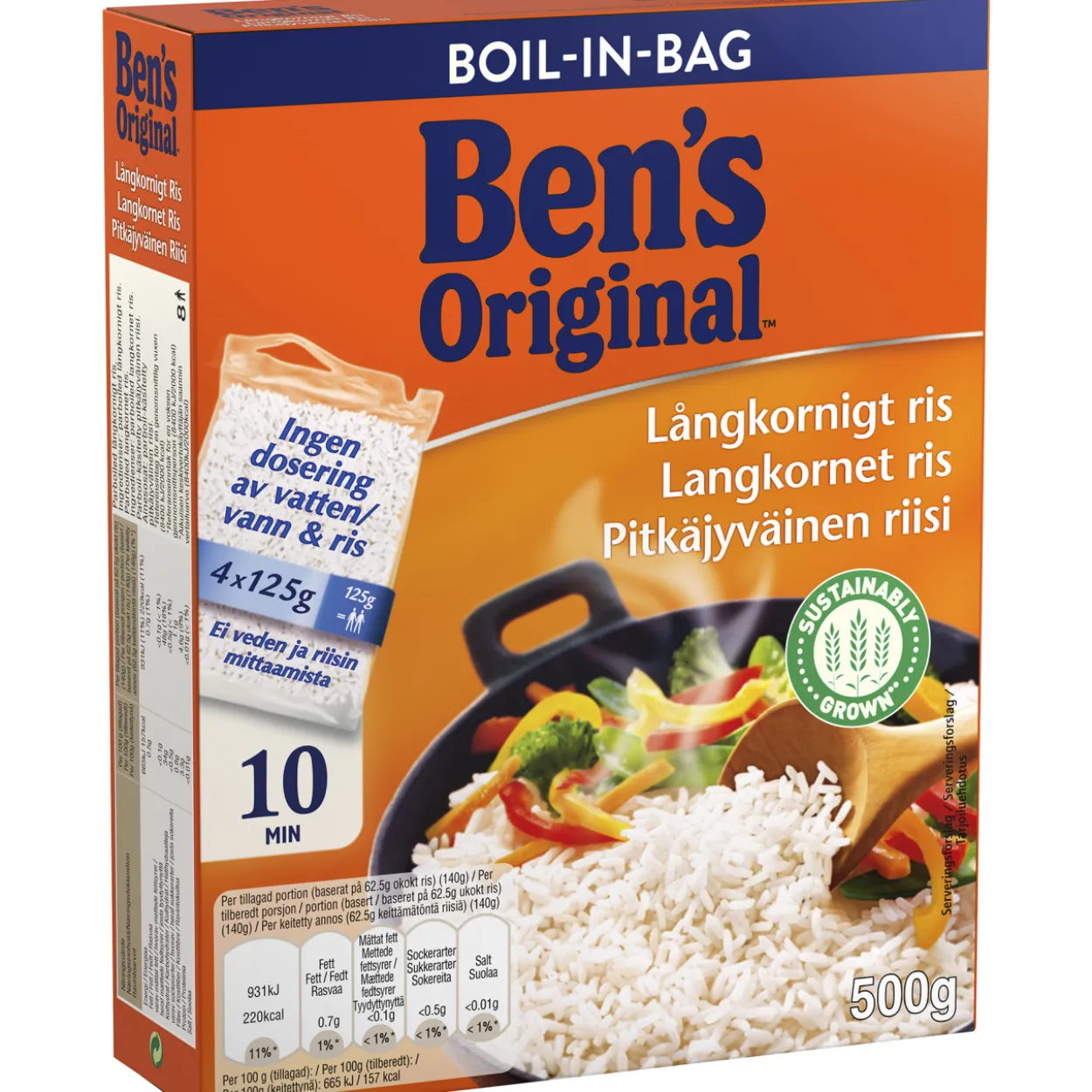 Riisi Ben's Original 4 x 125 g pitkäjyväinen keitinpussissa