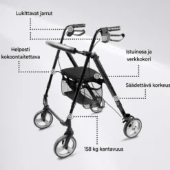 Rollaattori Arvo kevyt, musta