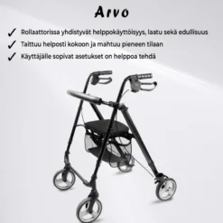 Rollaattori Arvo kevyt, musta